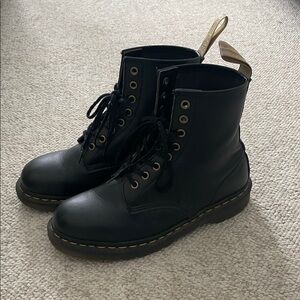 Black Leather Lace-Up Boots